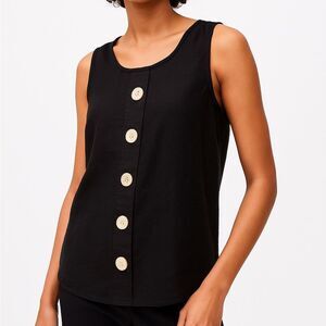 Vince Camuto Black Sleeveless Button Front Tank Top